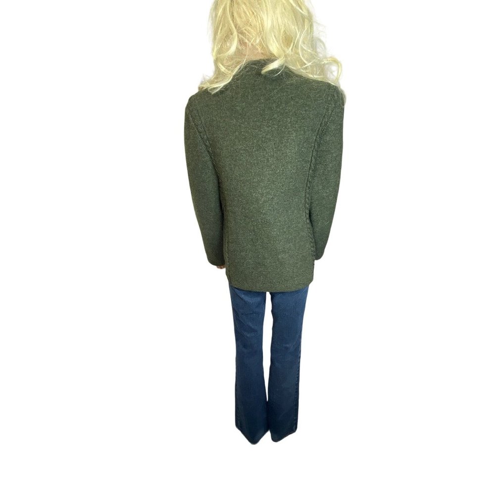 Vintage German Wool Cardigan Archbishopric of Mainz 1765 Coin Buttons Green M HT - Picture 5 of 16